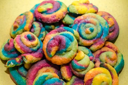 multicoloured, swirled cookies
