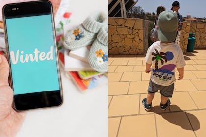 Vinted app and toddler in second hand clothes
