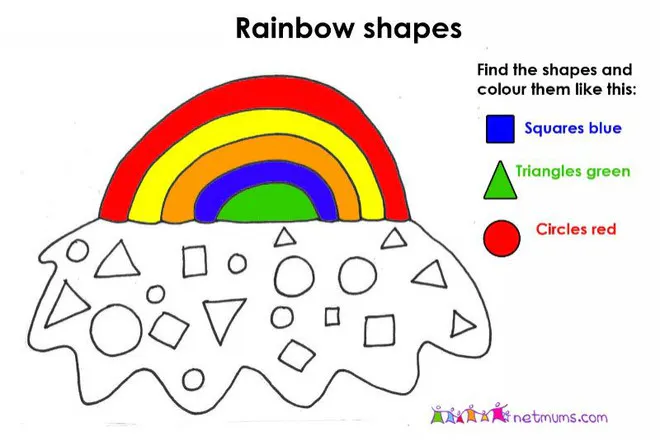 Rainbow shapes - Shape worksheets - Netmums