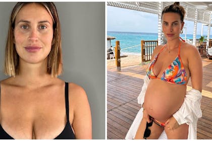 Ferne McCann looks at camera in underwear | Ferne McCann wears bikini while pregnant