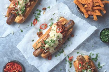 Quorn fully loaded chilli dog