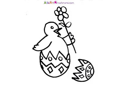 Easter chick colouring in picture
