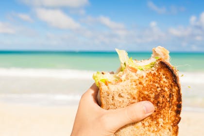 Nostalgic holidays sandwiches on the beach