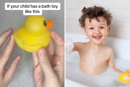 Cleaning with Charlotte bath toy hack / Toddler in bath