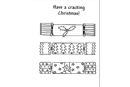 Printout Christmas card showing crackers