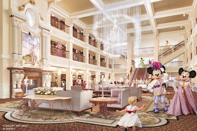 The new lobby at the Disneyland Hotel 