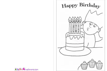 Birthday cards and pictures to print and colour - Netmums