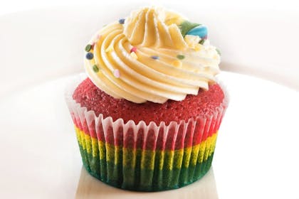Rainbow cupcake with frosting