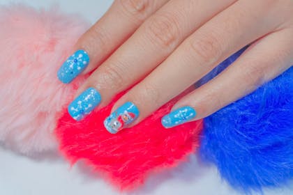 27. Blue snowman nails