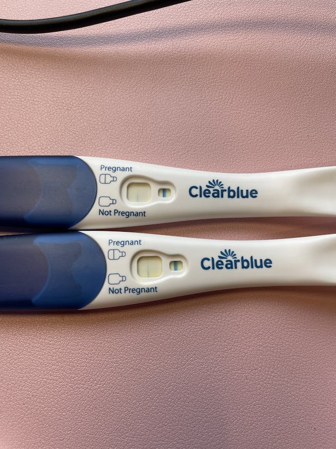 Faint line showing on 2 x Clearblue pregnancy tests