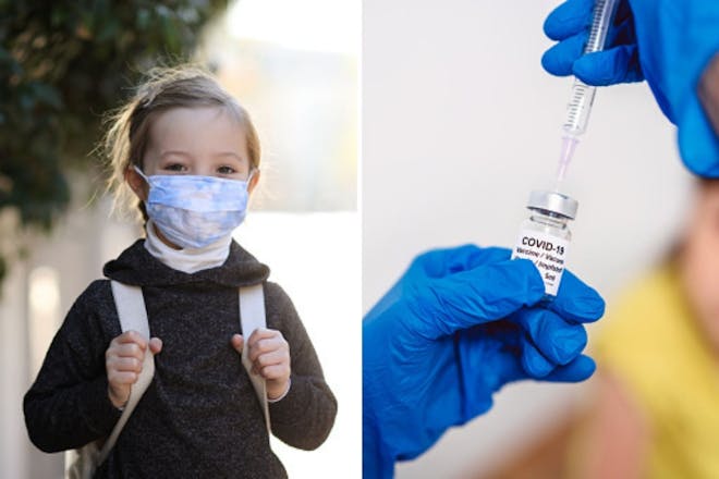 Left: girl with mask onRight: covid test
