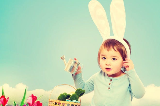 little girl dressed as easter bunny