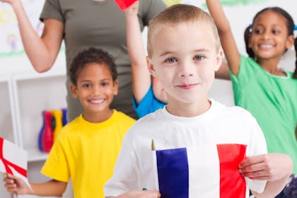 Child in France flag T-shirt