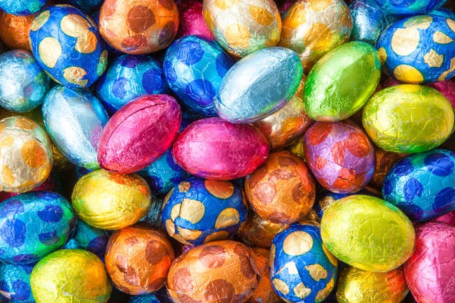Easter eggs in coloured foil
