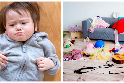 Two year old having a tantrum / messy house