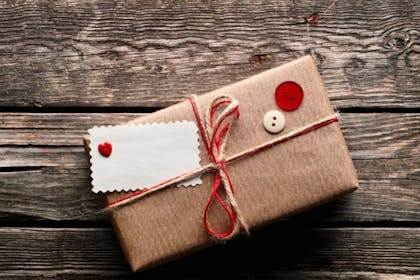 Brown paper, twine and button wrapping