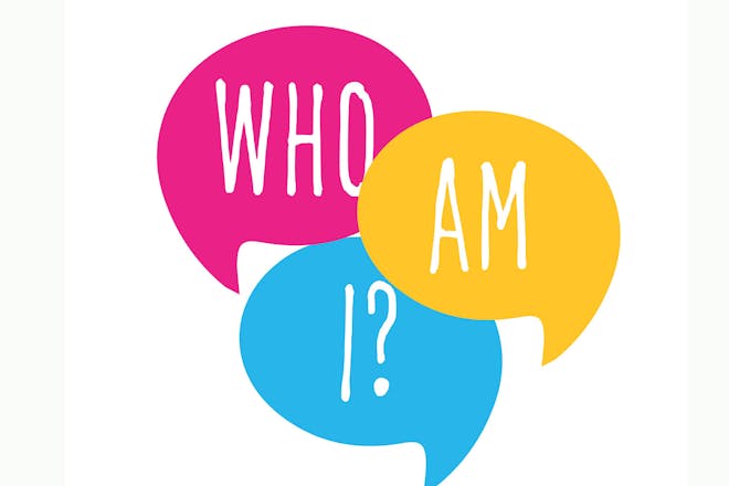 Speech bubbles that say 'who am I?'