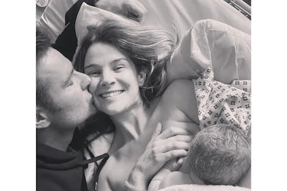 Izzy and Harry Judd with their baby 