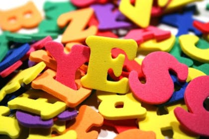pile of colourful sponge letters