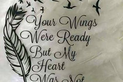 Miscarriage tattoo reading Your Wings Were Ready But My Heart Was Not