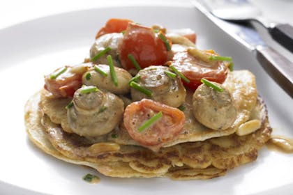 16. Vegan tomato and mushroom pancake
