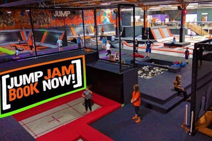 View from above of Jump Jam trampoline park