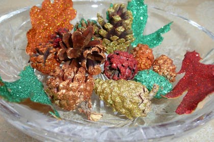 glitter pine cones