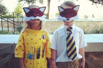 boy and girl dressed as roald dahl's fantastic mr fox