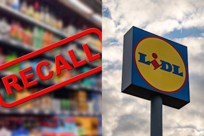 Recall notice and Lidl sign