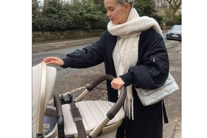 Molly Mae with her iCandy Peach 7 Biscotti pram