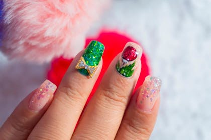 10. Glitter bauble nails