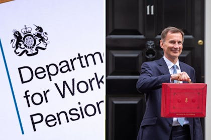 Left: DWP headed paperRight: chancellor Jeremy Hunt outside 11 Downing St with Ministerial red box