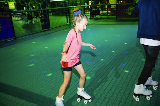 The roller rink at Flip Out Canary Wharf