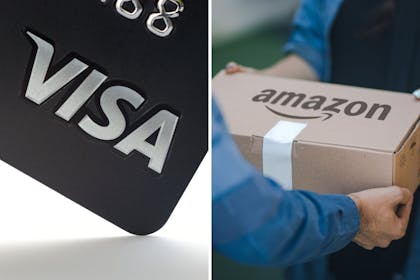 Left: Visa cardRight: Amazon parcel