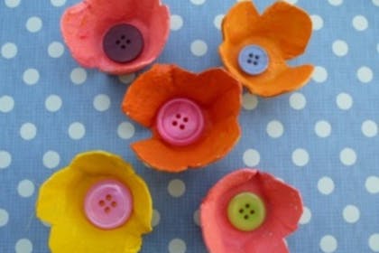 Egg box flowers with buttons