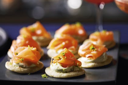 Salmon, lime and sake blinis, easy canape recipe