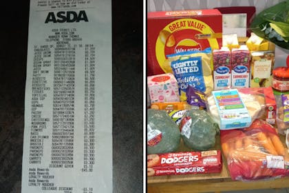 Asda receipt and food