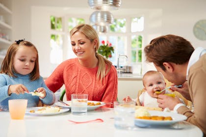 Do eat together at family mealtimes
