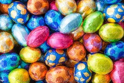 Easter eggs in coloured foil
