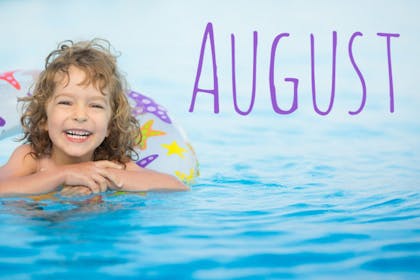 child in pool - August baby name