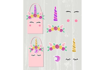 Design showing how to make your own unicorn gift bag