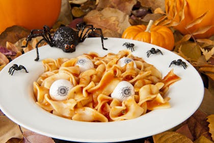 eyeballs in bowl of pasta