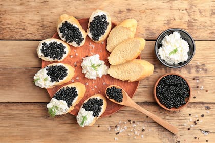 Caviar, cottage cheese and bread