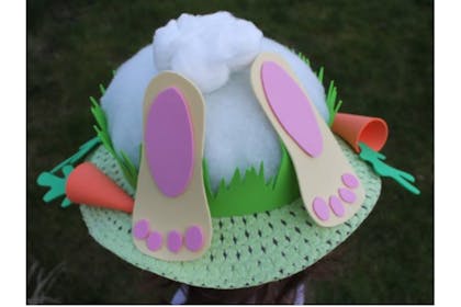 Easter hat designed to look like a bunny running away