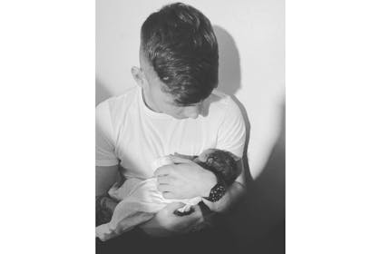 Jack Keating and baby daughter