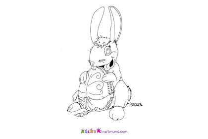 bunny eating Easter egg colouring in picture