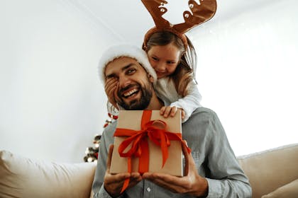 Father and daughter on Christmas day