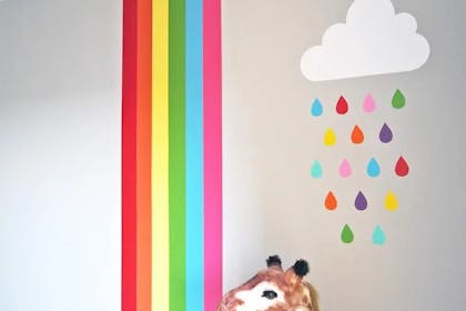 Child's room rainbow and raincloud wall mural