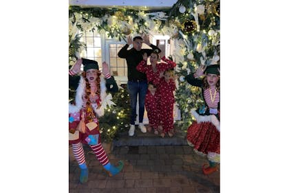 Billie Faiers with her family and real-life Elves