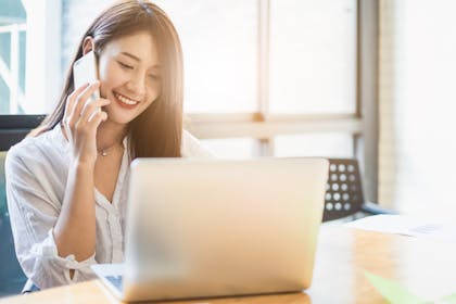 Woman working on the phone